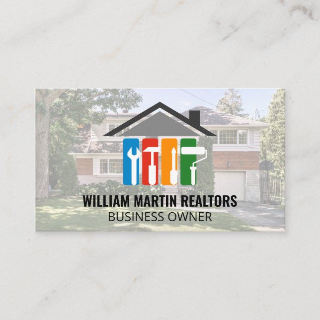 Real Estate Home Repair Logo | Neighborhood Home Business Card (Front)