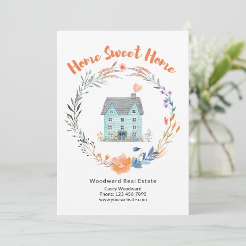 Real Estate Home Sweet Home Colorful Marketing  Card