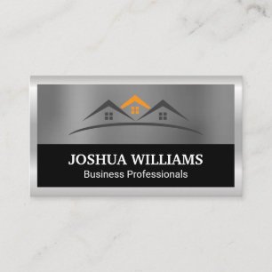 Real Estate Homes Silver Border Business Card