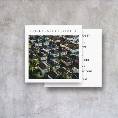 Real Estate House Agent Buy & Sell Property Square Business Card