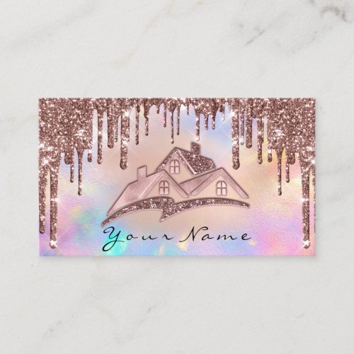 Real Estate House Agent Drips Glitter Logo Business Card