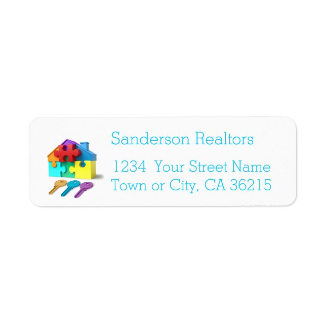 Real Estate, House and Keys, Realtor, estate agent Label (Front)