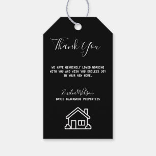 Real Estate House Black White Custom Realtor Gift Tags