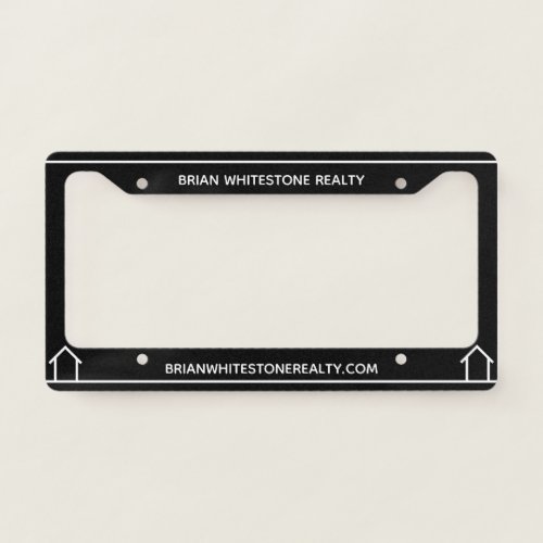 Real Estate House Black White Custom Realtor License Plate Frame