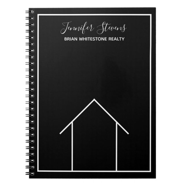 Real Estate House Black White Custom Realtor Notebook (Front)