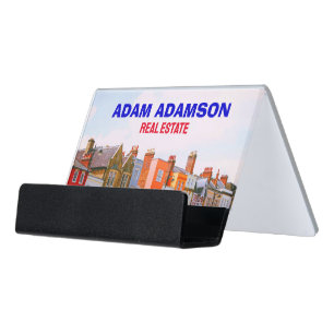 Real Estate & House Broker (QR Code) Best Realtor Desk Business Card Holder