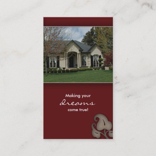 Customizable Real Estate House Business Card burgundy