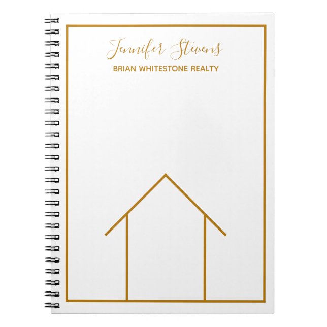 Real Estate House Chic Gold White Custom Realtor Notebook (Front)