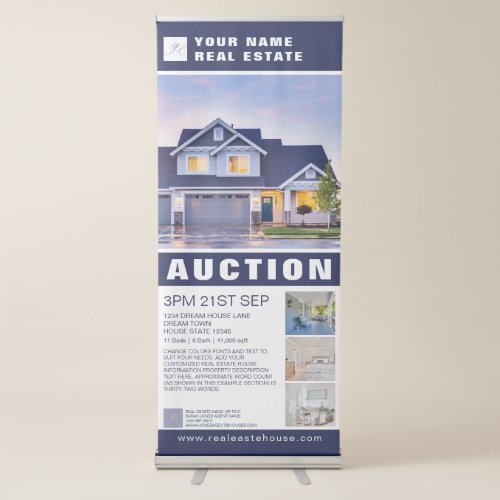 Real Estate House for Sale Auction Retractable Banner