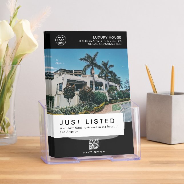 Real Estate House for Sale Logo Photo QR Black Brochure (Insitu)
