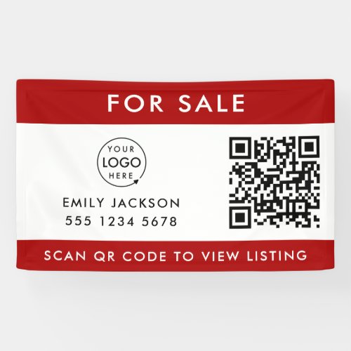 Real Estate  House For Sale QR Code Listing Red Banner