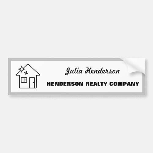 Real Estate House Gray White Custom Bumper Sticker