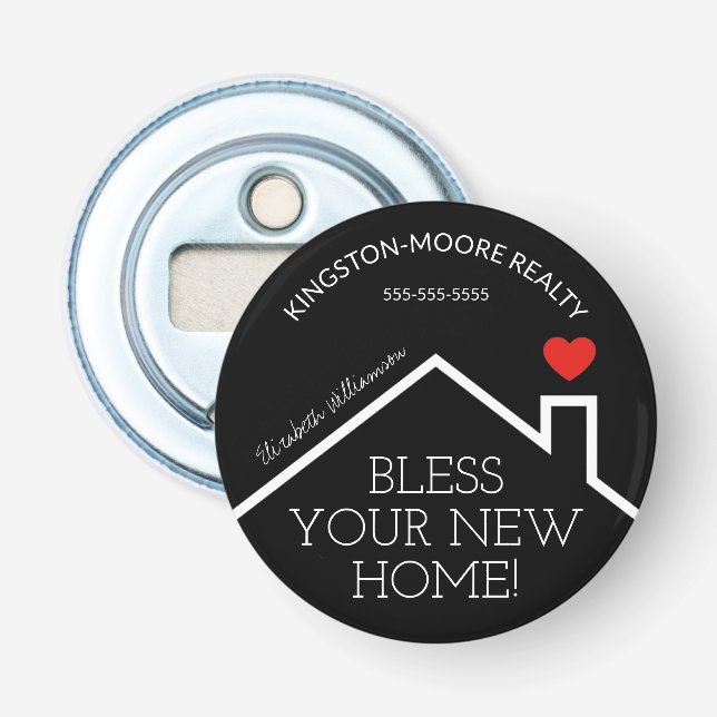 Real Estate House Heart Custom Realtor Bottle Opener (Front)