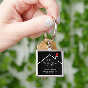 Real Estate House Heart Custom Realtor Business Keychain