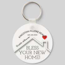 Real Estate House Heart Custom Realtor Business Keychain