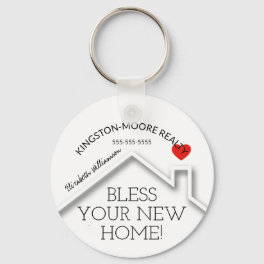 Real Estate House Heart Custom Realtor Business Keychain