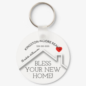 Real Estate House Heart Custom Realtor Business Keychain