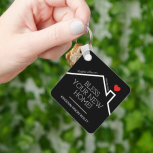 Real Estate House Heart Custom Realtor Business Keychain