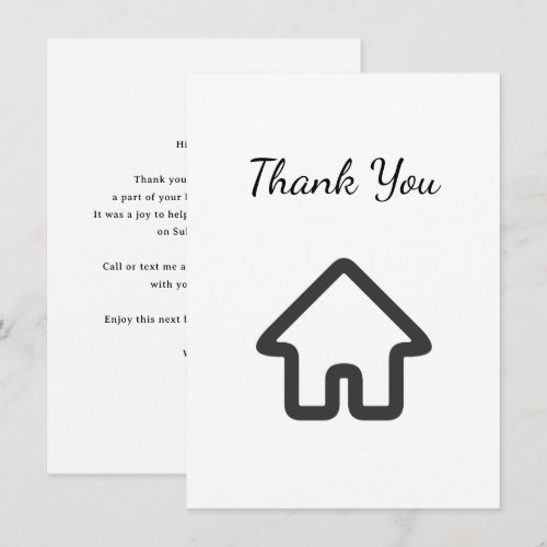 Real Estate House Icon Buyer Thank You Card