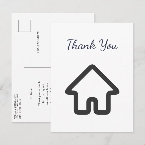 Real Estate House Icon Seller Thank You Postcard