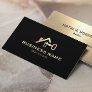 Real Estate House & Key Logo Black & Gold Realtor Business Card