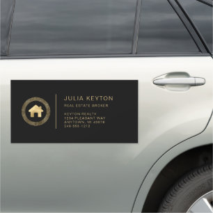 Real Estate House Logo Black Gold Car Magnet
