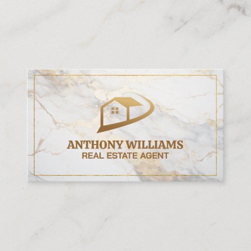 Real Estate House Logo  Marble  Business Card