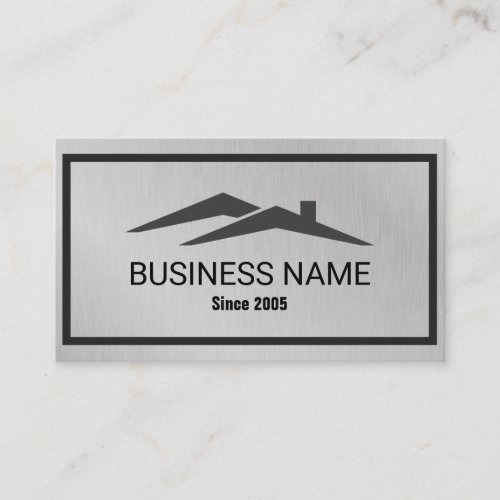 Real Estate House Roof Logo Realtor Metalic Business Card