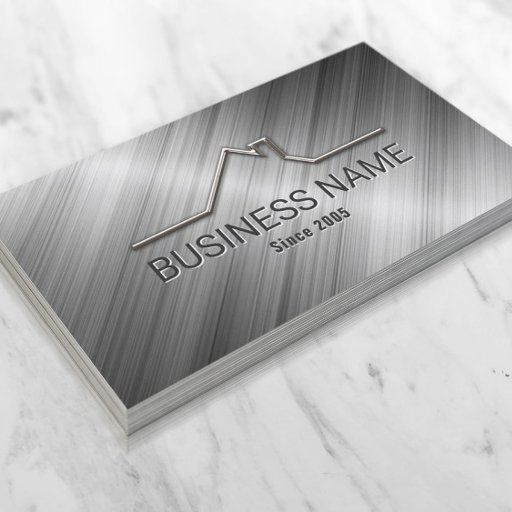 Customizable Real Estate House Roof Logo Realtor Metallic Business Card