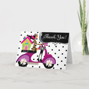 Real Estate House Scooter Girl Dots Thank You Card