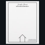 Real Estate House Simple Chic Custom Business Letterhead<br><div class="desc">This modern realtor letterhead is simple and chic with your name and company information. It features a chic minimalist black and white line drawing of a house. Use this contemporary paper for real estate correspondence to clients and other realty agents.</div>