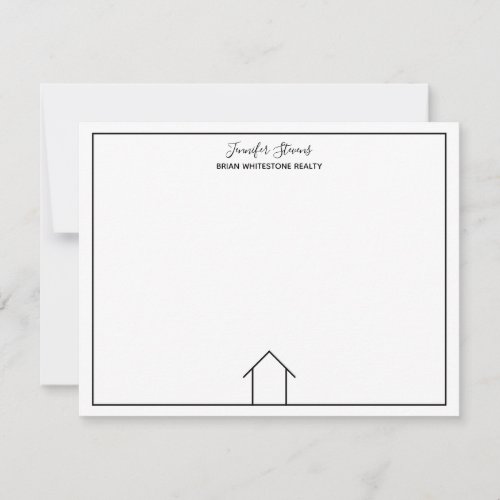 Real Estate House Simple Chic Custom Home Realtor Note Card