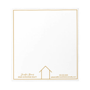 Real Estate House Simple Chic Gold Custom Realtor Notepad