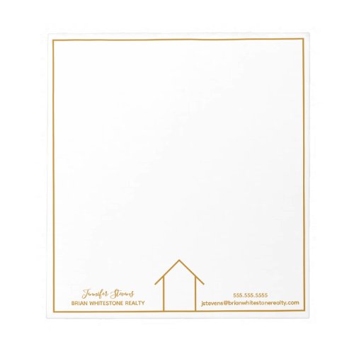 Real Estate House Simple Chic Gold Custom Realtor Notepad