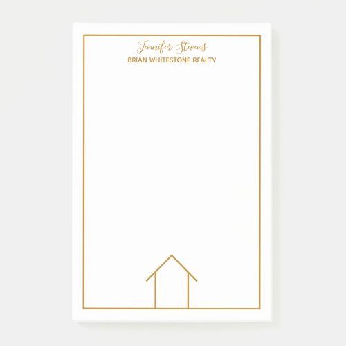 Real Estate House Simple Chic Gold Custom Realtor Post_it Notes