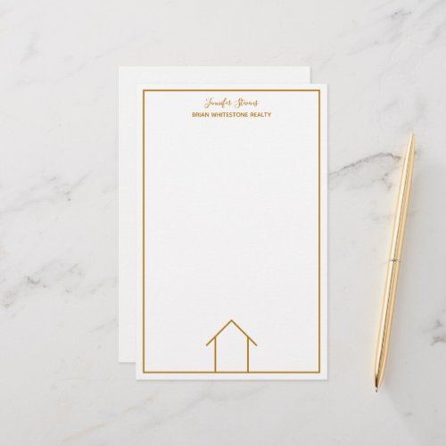 Real Estate House Simple Chic Gold Custom Realtor Stationery