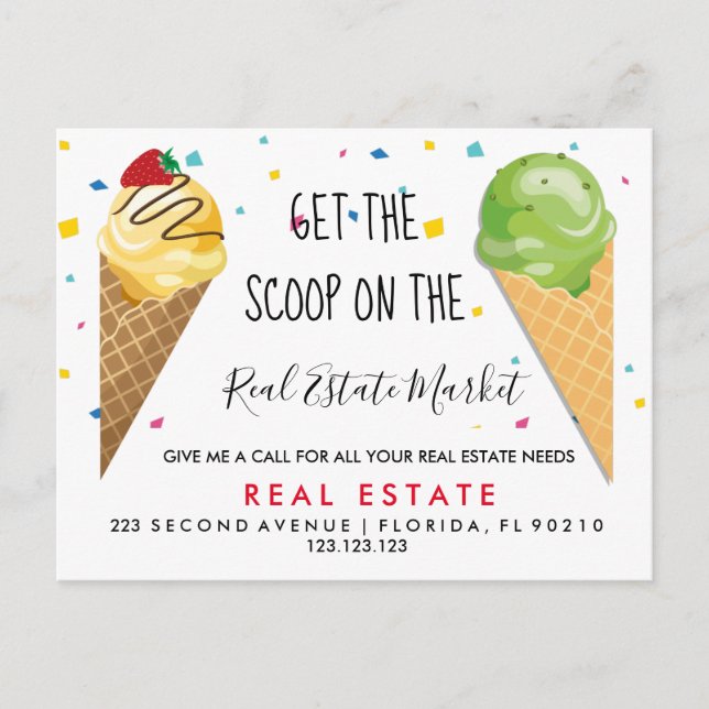 real estate ice-cream scoop referrals Announcement (Front)