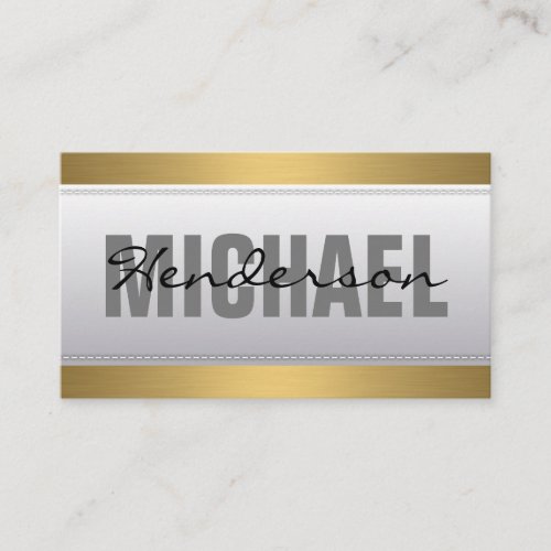 Real Estate Icon  Gold Metallic Trim  Stitched Business Card