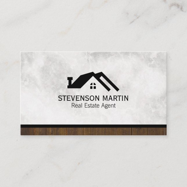 Real Estate Industry Marble and Wood Trim Business Card (Front)