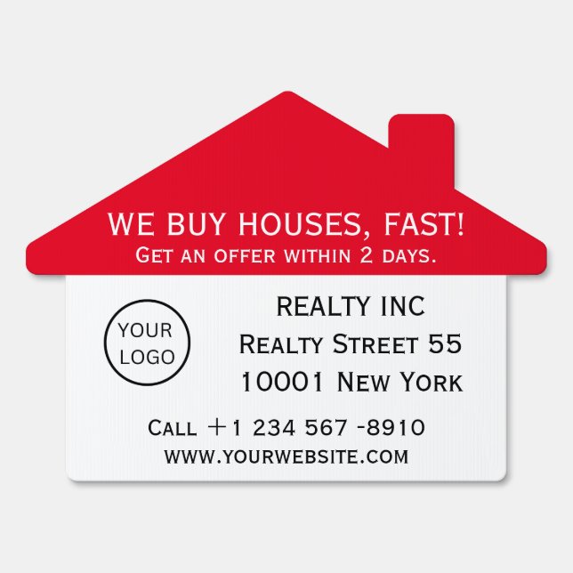 Real Estate Investor Business Sign - We Buy Houses (Front)