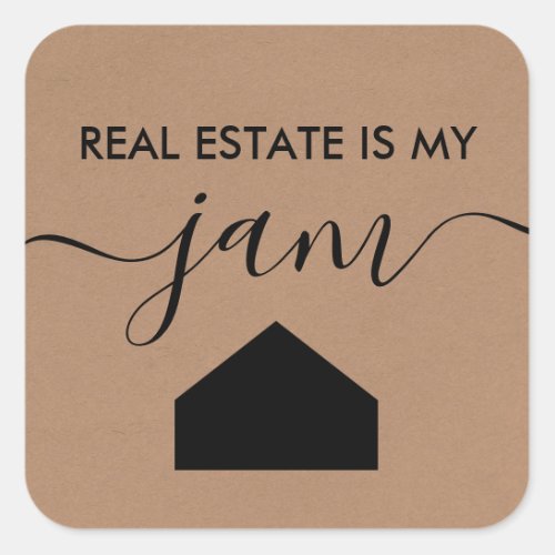 Real Estate is My Jam Gift Tag Realtor Kraft Square Sticker