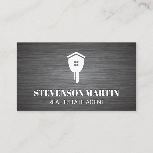Real Estate Key Logo Business Card (Front)