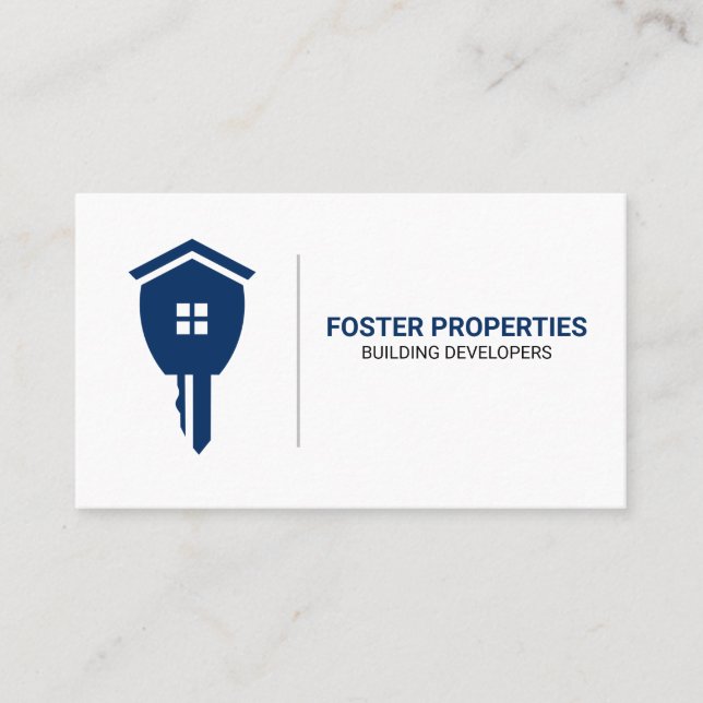 Real Estate Key Logo | Property Business Card (Front)