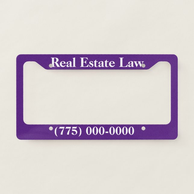 Real Estate Law License Plate Frame (Front)