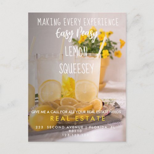 real estate LEMON referrals Announcement Postcard