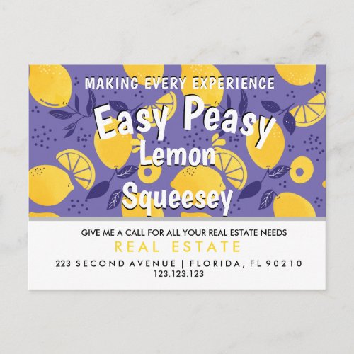 real estate LEMON referrals Announcement Postcard