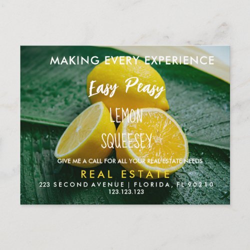 real estate LEMON referrals Announcement Postcard