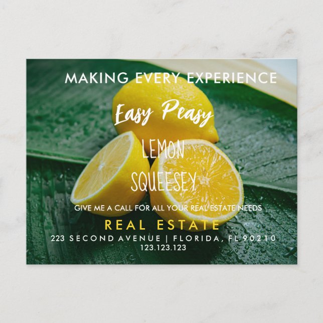 real estate LEMON referrals Announcement Postcard (Front)