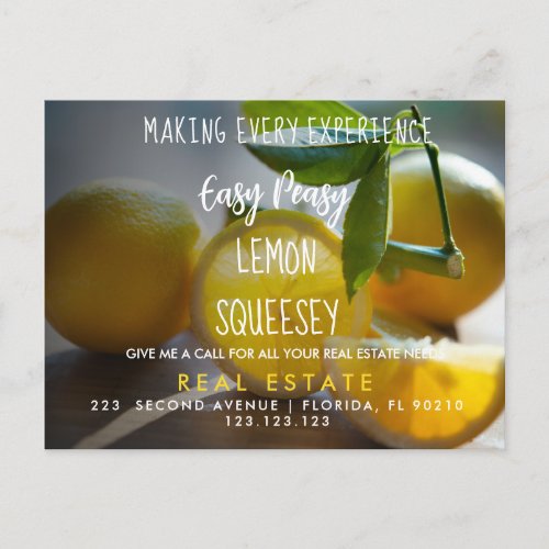 real estate LEMON referrals Announcement Postcard