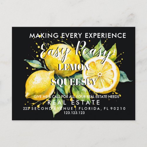 real estate LEMON referrals Announcement Postcard